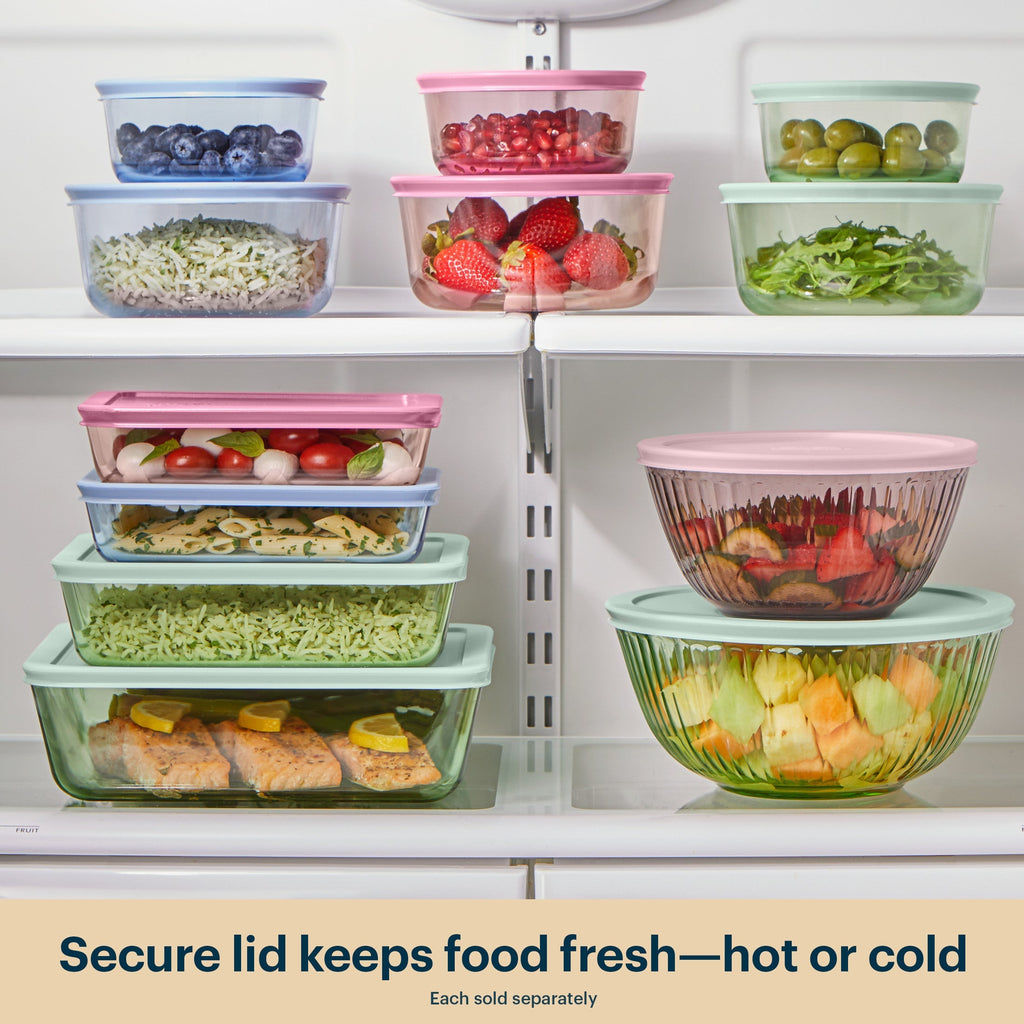 Pyrex® Simply Store® Tinted Glass Round Storage Containers, 6-pc Set, Mixed Colors