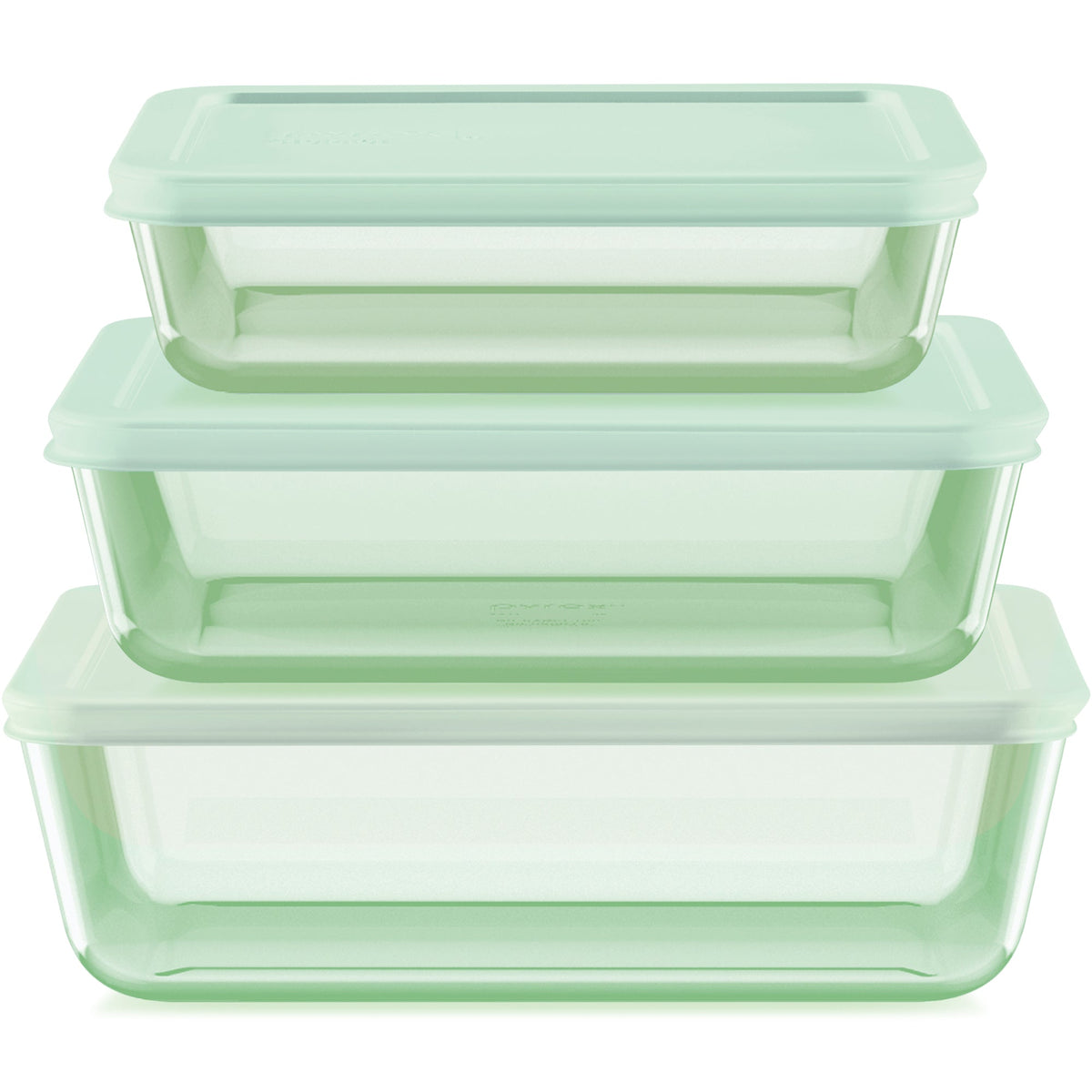 Pyrex® Simply Store® Tinted 6-piece Rectangle Storage Set with Plastic Lids, Green
