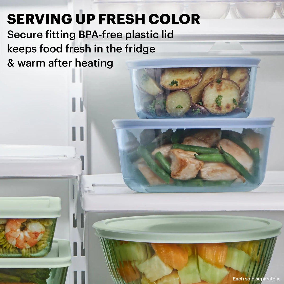 Pyrex® Simply Store® Tinted 6-piece Round Storage Set with Blue Plastic Lids