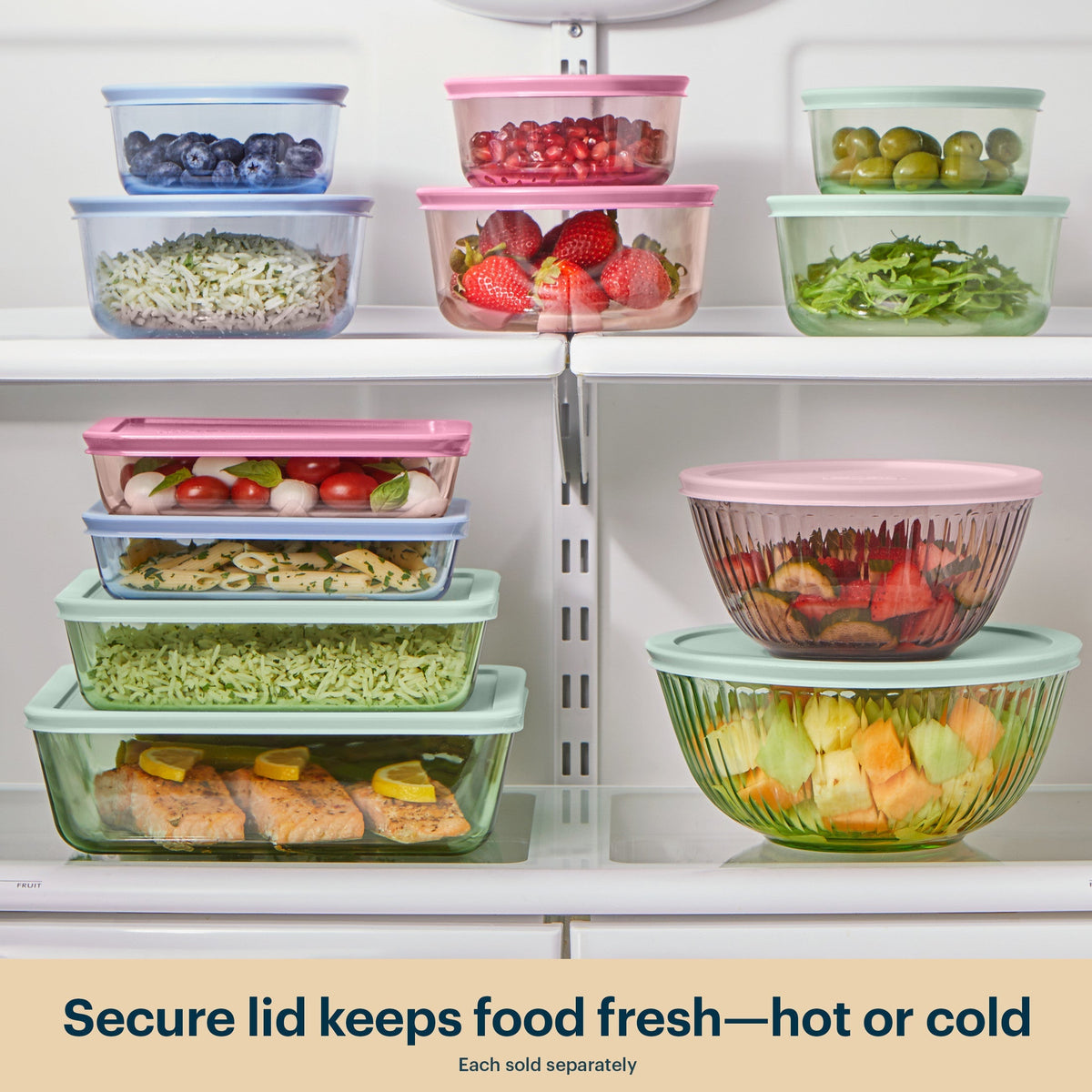 Pyrex® Simply Store® Tinted Glass 2-cup Round Storage Containers, 6-pc Set, Mixed Colors