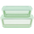 Pyrex® Simply Store® Tinted 4-piece Rectangle Storage Set with Green Plastic Lids